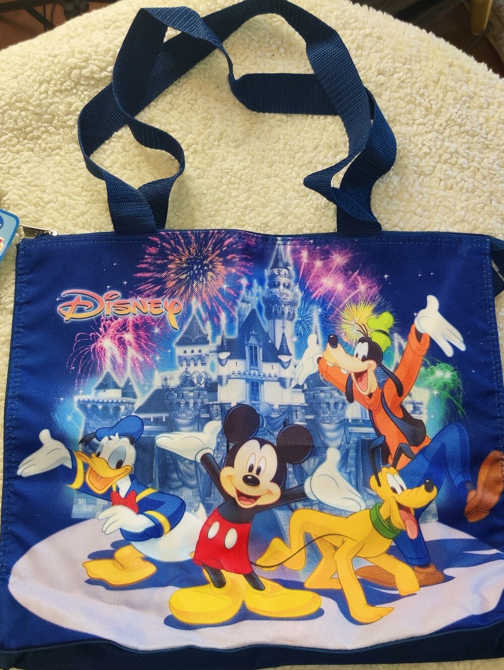 Disney Mickey Mouse And Friends Fireworks Blue Zipped Tote Bag